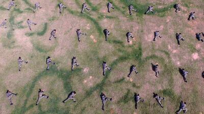 Paramilitary policemen take part in a training in Nanning, Guangxi Zhuang Autonomous Region, China. Stringer / Reuters