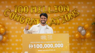 Anilkumar Bolla was the UAE's first Dh100m lottery winner. Photo: The UAE Lottery