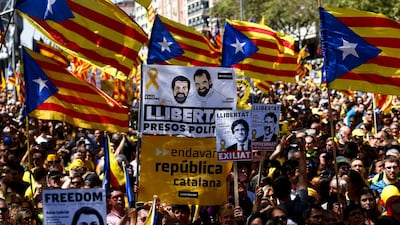 The Catalan flag was prominently displayed during Sunday's massive demonstration. EPA/Quique Garcia