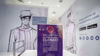 Trial rooms at MAX cloth store in Abu Dhabi's Al Wahda Mall are closed. Victor Besa / The National