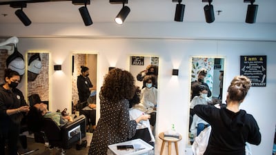 So much so that Sara Safwat, centre, a hairstylist founded the Curly Studio hair salon, with Rola Amer. The salon caters to women and men like them.