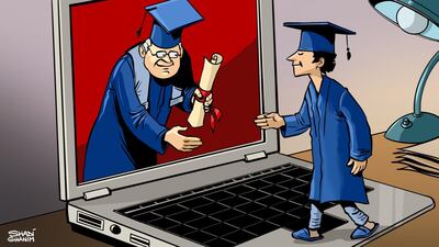 Our cartoonist Shadi Ghanim's take on virtual graduation ceremonies