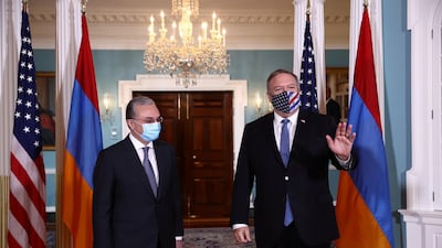 Armenia’s Foreign Minister Zohrab Mnatsakanyan meets with US Secretary of State Mike Pompeo at the State Department to discuss the conflict in Nagorno-Karabakh. Reuters