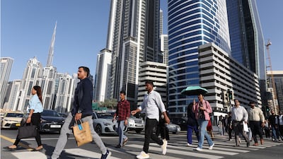Business Bay in Dubai. Hiring in sectors such as technology and health care is expected to be strong this year. Chris Whiteoak / The National