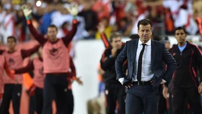 Dunga following Brazil's 1-0 defeat to Peru on Sunday and their elimination from the Copa America in the United States. Hector Retamal / AFP