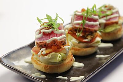 Find the Balcon Terrace menu on Instagram, including seared ahi tuna sliders with wasabi mayo and candied ginger (pictured). Balcon Terrace