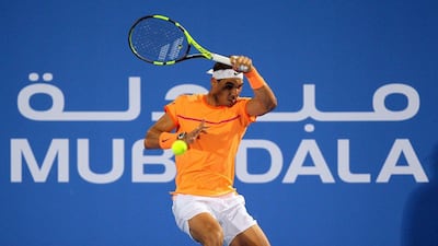 Rafael Nadal returns the ball toTomas Berdych during the Mubadala World Tennis Championship in Abu Dhabi on December 29, 2016. Nezar Balout / AFP