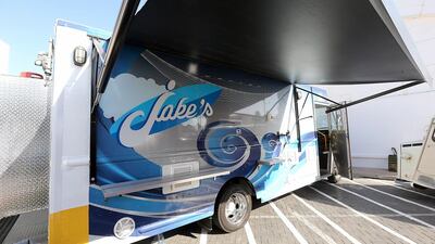 Jake’s sells bagel burgers in Dubai. The Food Truck – the company behind the mobile outlet – has plans to launch several more over the coming months. Satish Kumar / The National