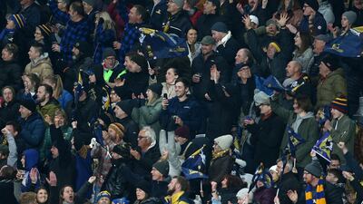 Highlanders supporters during the Super Rugby match against Chiefs in Dunedin. Getty