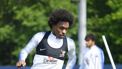 Chelsea's Willian practices his dribbling skills. EPA