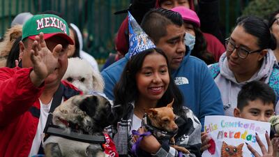 Guests pose for a photo. The earthquake rocked Turkey and Syria in February last year, leaving a trail of destruction and a death toll in excess of 50,000. AP