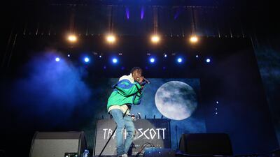 Travis Scott performs at Beats on the Beach on Abu Dhabi corniche in 2016. Navin Khianey for The National