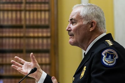 Capitol Police Chief Tom Manger speaks before a Senate Rules and Administration Committee on Wednesday. Reuters