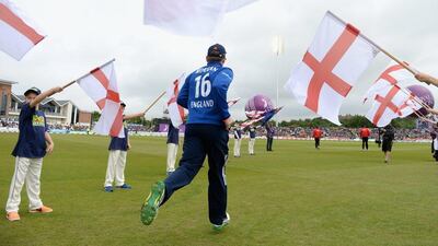 England captain Eoin Morgan shown before the fifth ODI on Saturday, in which England defeated New Zealand and clinched the five-match series 3-2. Gareth Copley / Getty Images / June 20, 2015