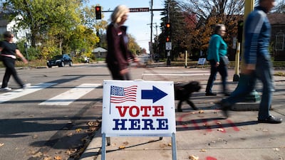 A sign directs early voters to a polling station in Minneapolis, Minnesota. Getty Images