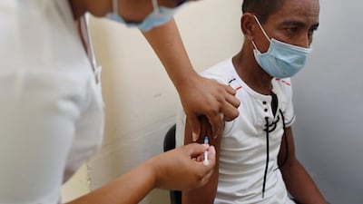 A man receives the domestically-produced Abdala vaccine in eastern Havana, Cuba. According to official data, it has more than 92 per cent efficacy. EPA-EFE