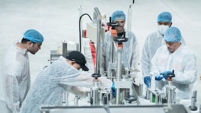 A new factory in Khalifa Industrial Zone Abu Dhabi, or Kizad, is manufacturing hand sanitiser and thousands of masks to help fight the spread of Covid-19. VPS Healthcare