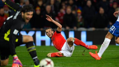 Vladimir Stojkovic of Serbia watches the attempt on goal of Gareth Bale of Wales during the 2018 World Cup qualifier at Cardiff City Stadium on November 12, 2016 in Cardiff, Wales. Stu Forster / Getty Images