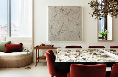 Sophie Ashby collaborated with Ruby Barber, of Mary Lennox florists, to create this decorative table top. Courtesy Studio Ashby