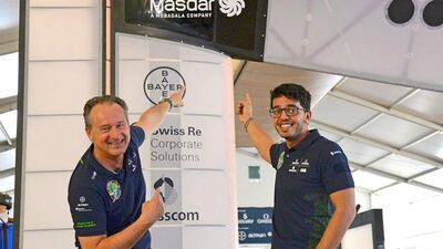 Hasan Al Redaini, right, who travelled with the Solar Impulse team. Twitter