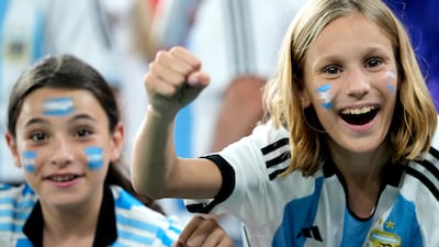 Young Argentina fans at Stadium 974. AP