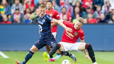 Scott McTominay, right, in action for Manchester United in Norway. Reuters