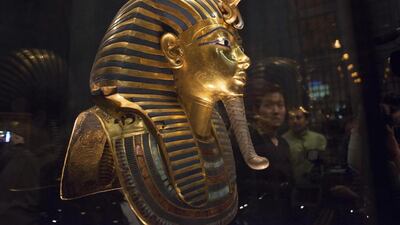 The mask of King Tutankhamun is pictured at the Egyptian Museum in Cairo on January 24, 2015, after its beard was accidentally broken off and hastily glued back on with epoxy last August. Staff/Reuters
