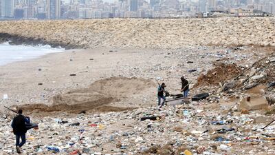 Hunters shoot seagulls attracted by rubbish at the Costa Brava dump near the airport in Beirut in 2017, but the bird problem continues today. AFP
