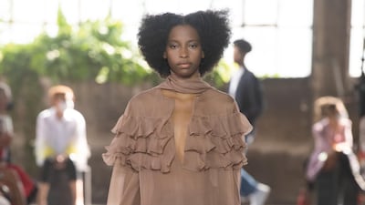 A look from the Valentino Collezione Milano show. Courtesy Valentino