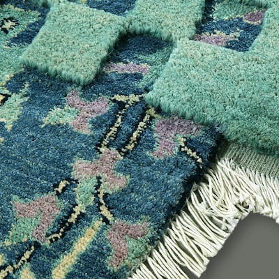 Detail of a carpet designed by Nada Debs for FBMI. Ten UAE residents and artists are designing carpets to be woven by women in Afghanistan Photo: FBMI