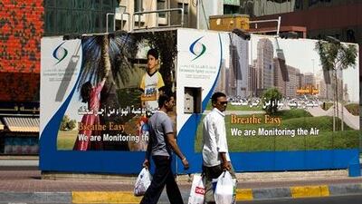 Air monitoring devices such as this one at the junction of Hamdan Street and Muroor Road can be seen across Abu Dhabi.