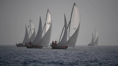 Dhows compete in the long distance Al Gaffal Dhow Race from Sir Bu Nuayr Island to Dubai. Martin Dokoupil / EPA