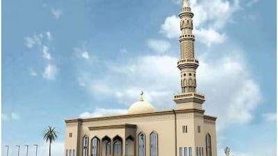 An artist's rendering shows the new mosque being built for Ras al Khaimah's Al Maardh neighbourhood.