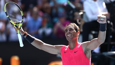 Rafael Nadal waves to the crowd after beating Hugo Dellien in the first round of the Australian Open. Getty Images