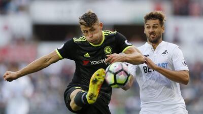 Gary Cahill, left, has said he was fouled in the build-up to Swansea City's second goal against Chelsea. Carl Recine / Reuters