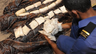 Dubai Customs bust someone for trying to smuggle pills into the country under the guise of shipping carpets. Courtesy Dubai Customs
