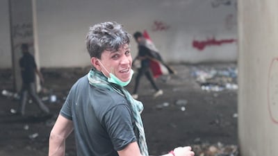 Yaser Mohsen, 23, races through the Turkish restaurant building a wide grin on his face. He swears he will not abandon the building to security forces. Pesha Magid