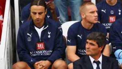 Dimitar Berbatov looked a moody figure on the bench during Tottenham's 2-1 defeat at Middlesbrough on Saturday.