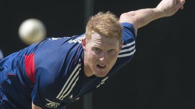 England cricketer Ben Stokes bowling during team training session at the Gabba in Brisbane, Australia, 16 January 2014. Dave Hunt / EPA