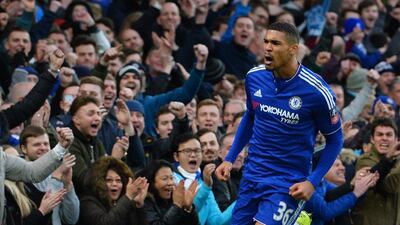 Ruben Loftus-Cheek celebrates his debut goal in Chelsea's FA Cup third round win over Scunthorpe. Glyn Kirk / AFP