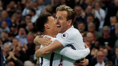 Tottenham's Harry Kane, right, celebrates scoring against Newcastle with Dele Alli. Andrew Couldridge / Reuters