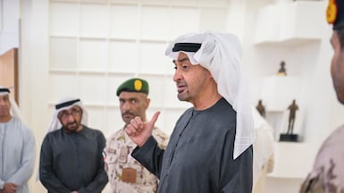 President Sheikh Mohamed visits the Ministry of Defence. Photo: UAE Presidential Court