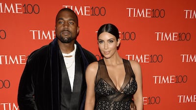 Kanye West and Kim Kardashian, in Sophie Theallet, arrive at the Time 100 Gala in New York on April 21, 2015. EPA