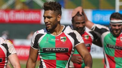 Conan Osborne, an Englishman who plays rugby sevens internationally for Jamaica, won the Gulf League Men's Final with Abu Dhabi Harlequins at the Dubai Rugby Sevens. Victor Besa for The National