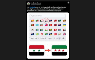 The Unicode Consortium is under pressure to change the Syria flag emoji after the overthrow of the Bashar Al Assad regime. Photo: X