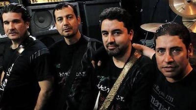 Members of the Libyan heavy metal band The Blackforce, from left, Nasir Algeedi, Adel Toumiya, Jalal Al Turki and Salah Khwildi. Courtesy The Blackforce