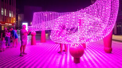 A funky installation, part of the Dhai Dubai Light Art Exhibition at the Expo 2020 site. Antonie Robertson / The National
