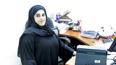 Sondieh Al Abdouli, a policewoman in Fujairah, is one of 38 officers with disabilities in the emirate. Jeffrey E Biteng / The Nationa