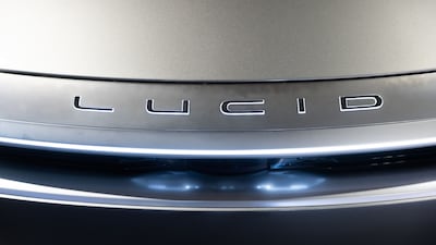 The grille of a Lucid Motors Air Grand Touring EV at the company's showroom in New York. Bloomberg