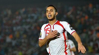 Tunisia midfielder Mohammed Ali Moncer celebrates after scoring against Cape Verde in Ebebiyin on January 18. Cape Verde would fightback to earn a 1-1 draw. Khaled Deouki/AFP